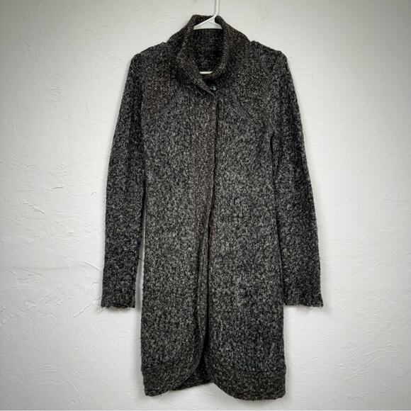 Prana Grey Marled Chunky Knit Cardigan Sweater Womens XS Duster Coat Preppy Fall - Picture 1 of 11
